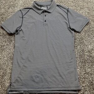 BONOBOS Polo Shirt Mens M Golf Slim Fit Navy White Stripe M-Flex